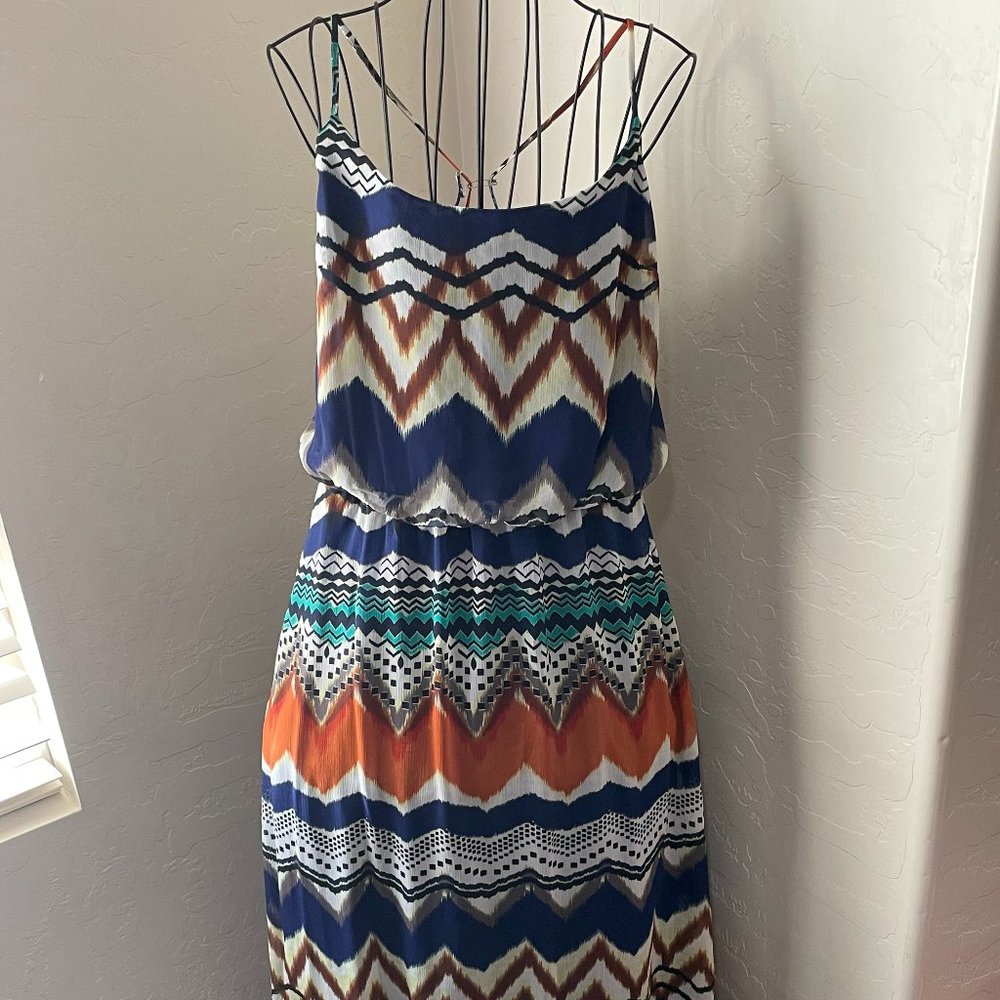Bisou Bisou casual maxi dress Size 10 blue orange